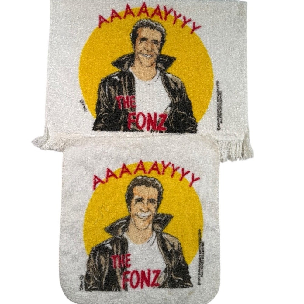 Vtg The Fonz Happy Days TV Show Fringed Hand Towel Washcloth Fonzie Cannon‎ 70's